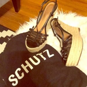 Black and Tan wedge espedrilles